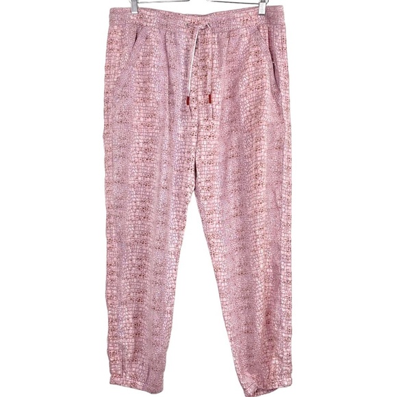 ANTHROPOLOGIE Orana Monogram Lounge Joggers Pants Cherry Blossom Pink Size L - Picture 2 of 10